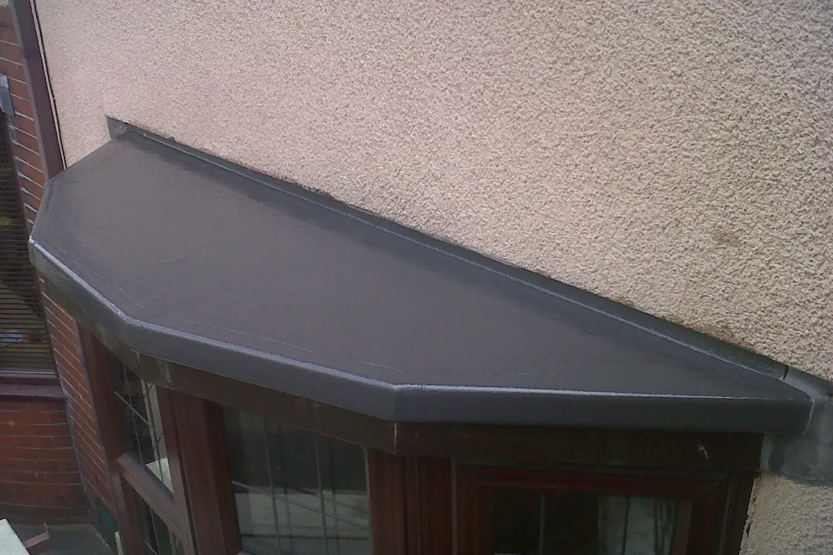 A seamless grey fibreglass GRP roof surface