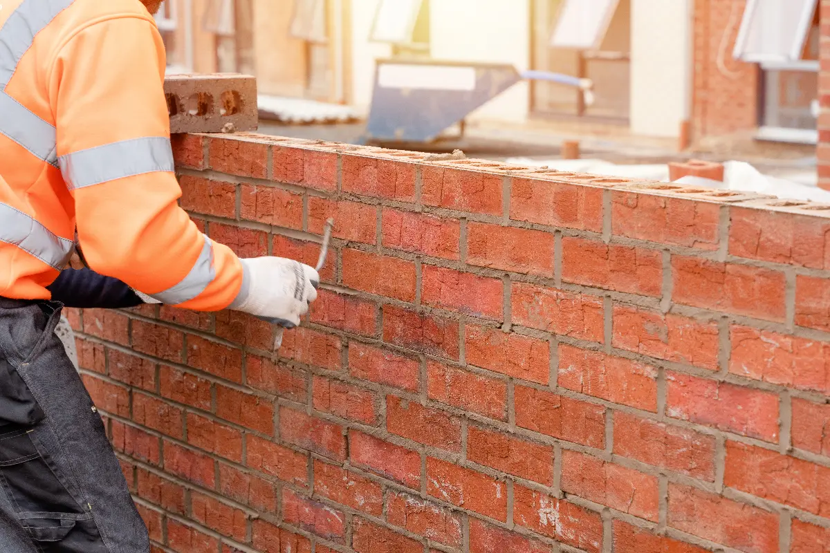 Brick joints being repointed with fresh mortar