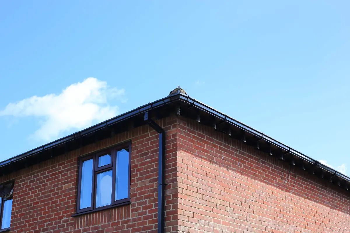 New white fascia, soffit and guttering on a house